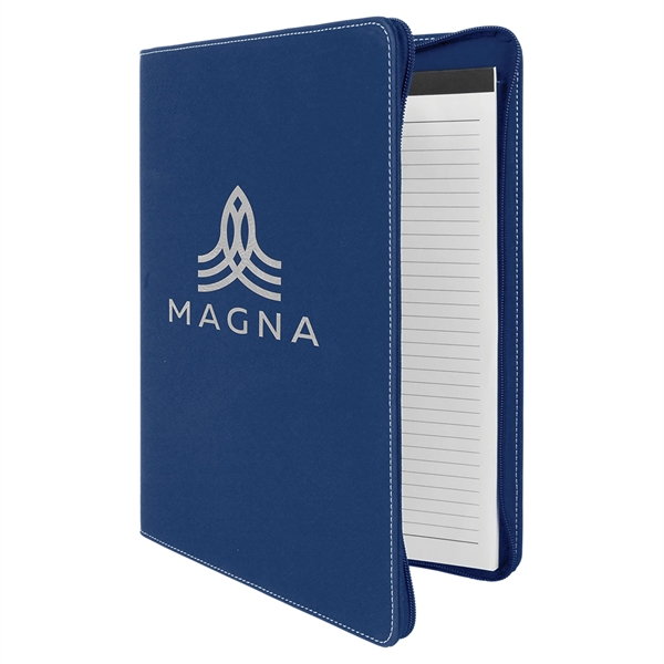 Blue/Silver color option for 9 1/2" X 12" Leatherette Portfolio With Zipper And Notepad