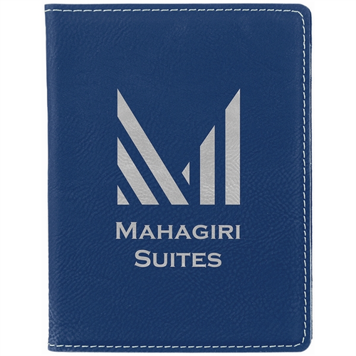 Main photo of 4 1/4" X 5 1/2" Blue/Silver Leatherette Passport Holder