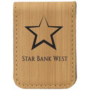 Photo of 1 3/4" X 2 1/2" Bamboo Laser Engraved Leatherette Money Clip