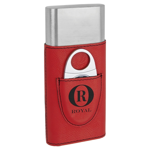 Photo of Red Laser Engraved Cigar Case With Cutter