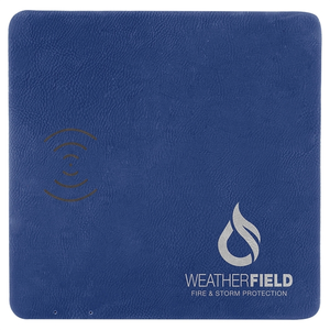 Photo of 8"W X 8"H Blue/Silver Laser Engraved Phone Charging Mat