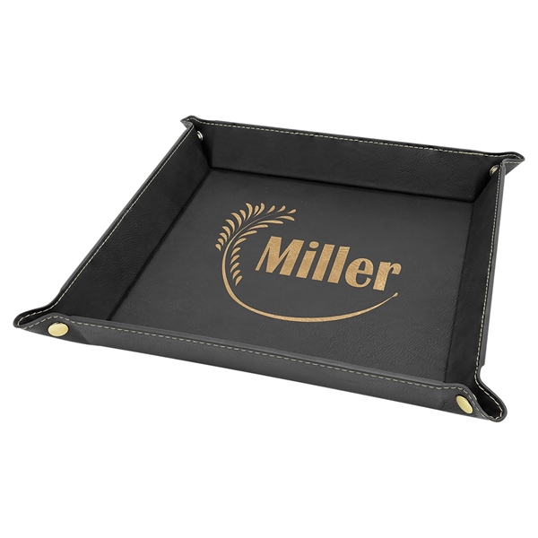 Black color option for 9" X 9" Black/Gold Laser Engraved Snap Up Tray With Gold Sna
