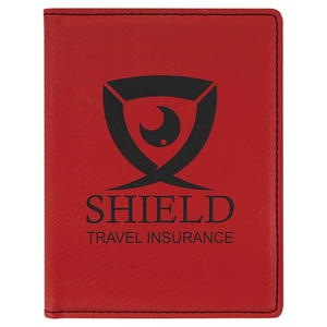 Photo of 4 1/4" X 5 1/2" Red Laser Engraved Passport Holder