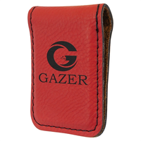 1 3/4" X 2 1/2" Red Laser Engraved Money Clip