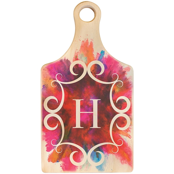 Natural color option for 13 1/2" X 7" Full Color Paddle Shaped Wood Cutting Board