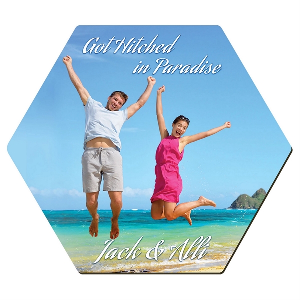 Gloss White color option for 4"X3 1/2" Gloss White Unisub Sublimatable Hardboard Hexagon