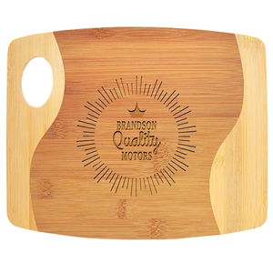 Photo of 11" X 9" X 5/16" Bamboo Two Tone Cutting Board With Handle