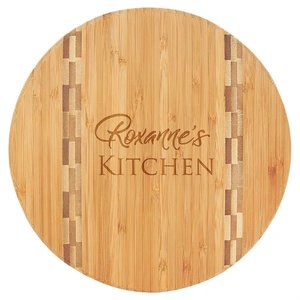 Photo of 9 3/4" Round Bamboo Cutting Board With Butcher Block Inlay
