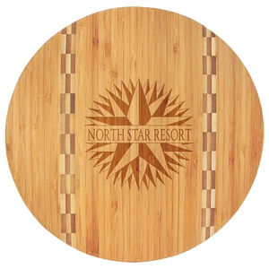 Photo of 11 3/4" Round Bamboo Cutting Board With Butcher Block Inlay