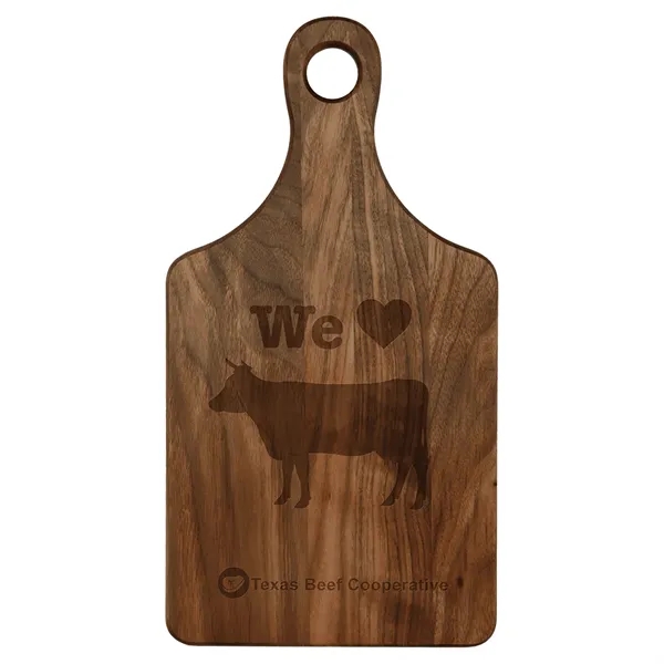 Genuine Walnut color option for 13 1/2" X 7" Walnut Paddle Shape Cutting Board