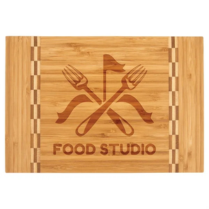 Photo of 12" X 8 1/4" Bamboo Cutting Board With Butcher Block Inlay
