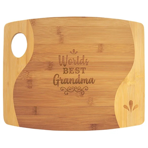 Photo of 13 3/4" X 11" Bamboo Two Tone Cutting Board W/ Handle