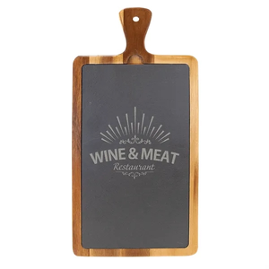 Photo of 16" X 7 3/4" Acacia Wood/Slate Cutting Board