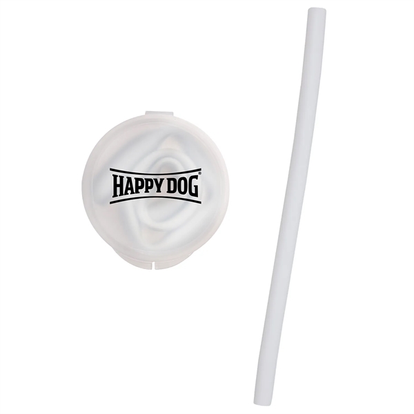 White color option for Silicone Straw W/ Case