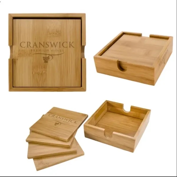 Wood color option for Bamboo Coaster Set