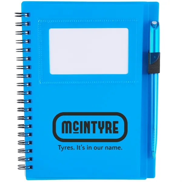 Translucent Blue (Tbl) color option for Fsc® Mix 5.5" X 7" Star Spiral Notebook With Pen