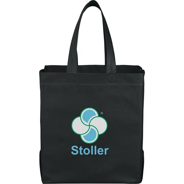 Black (Bk) color option for Liberty Heat Seal Non Woven Grocery Tote