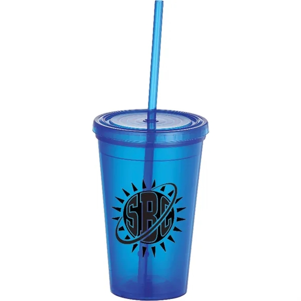 Translucent Blue (Tbl) color option for Iceberg 16oz Double Wall Tumbler W/Straw