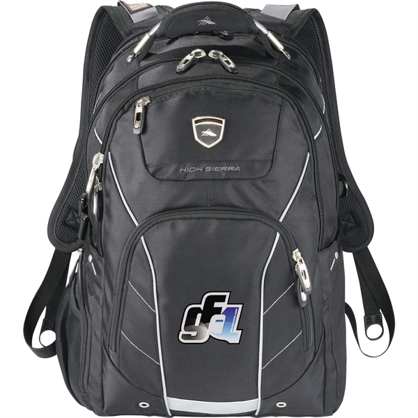 Black (Bk) color option for High Sierra Elite Fly By 17" Computer Backpack