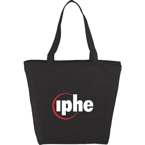 Black (Bk) color option for Maine 8oz Cotton Canvas Zippered Tote