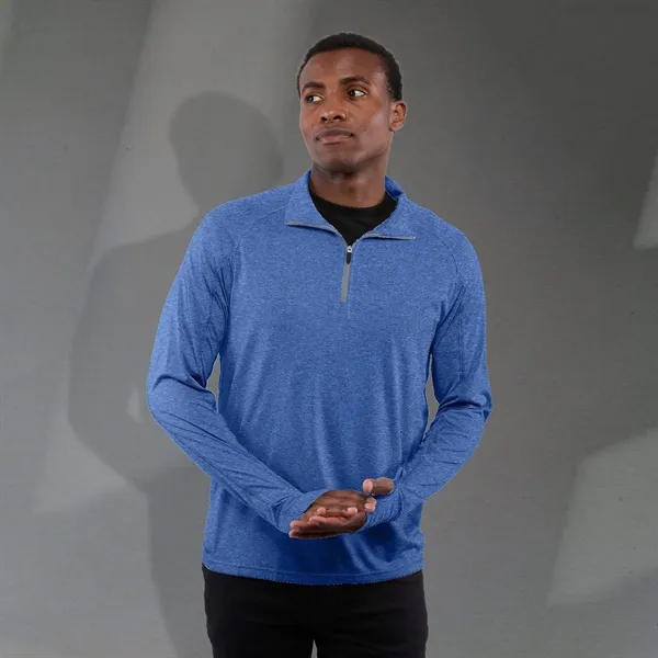 New Royal Heather (561) color option for Men's Taza Knit Quarter Zip