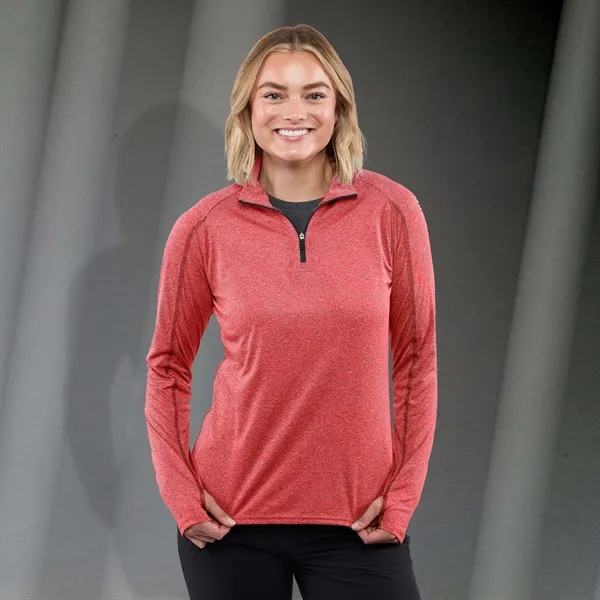 Team Red Heather (358) color option for Women's Taza Knit Quarter Zip