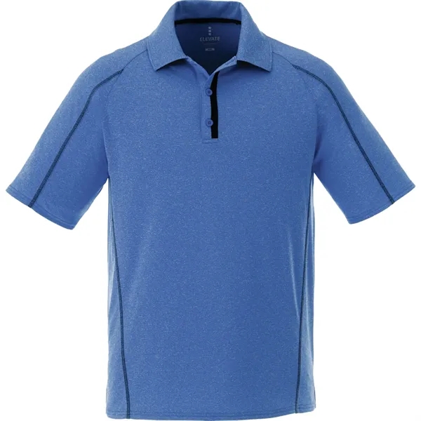New Royal Heather/Black Smoke (561) color option for Men's Macta Short Sleeve Polo