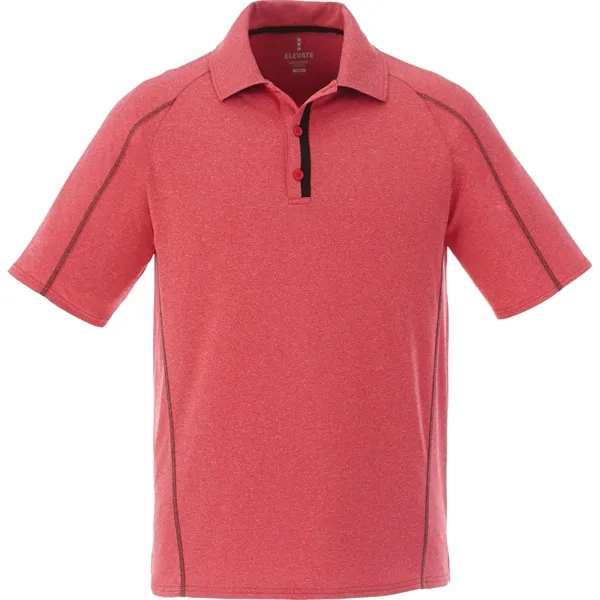 Team Red Heather/Black Smoke (358) color option for Men's Macta Short Sleeve Polo