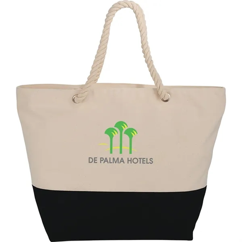 Main photo of Zippered 12oz Cotton Canvas Rope Tote