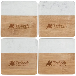 Photo of Marble And Bamboo Coaster Set
