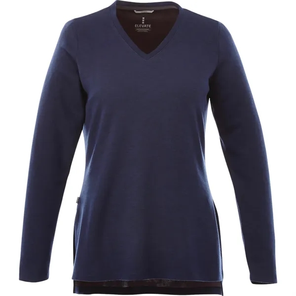 Metro Blue Heather (550) color option for Women's Bromley Knit V Neck