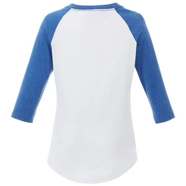 New Royal Hthr/White (415) color option for Women's Dakota Three Quarter Tee