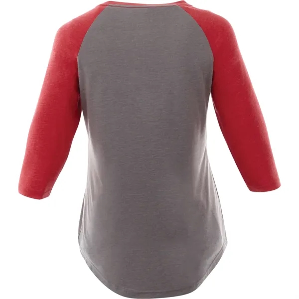 Team Red Heather/Med Hthr Grey (358) color option for Women's Dakota Three Quarter Tee