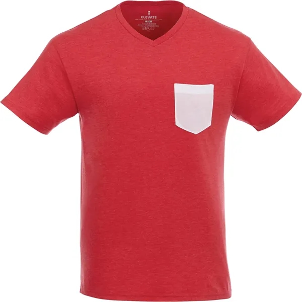 Team Red Heather/White (358) color option for Men's Monroe Short Sleeve Pocket Tee