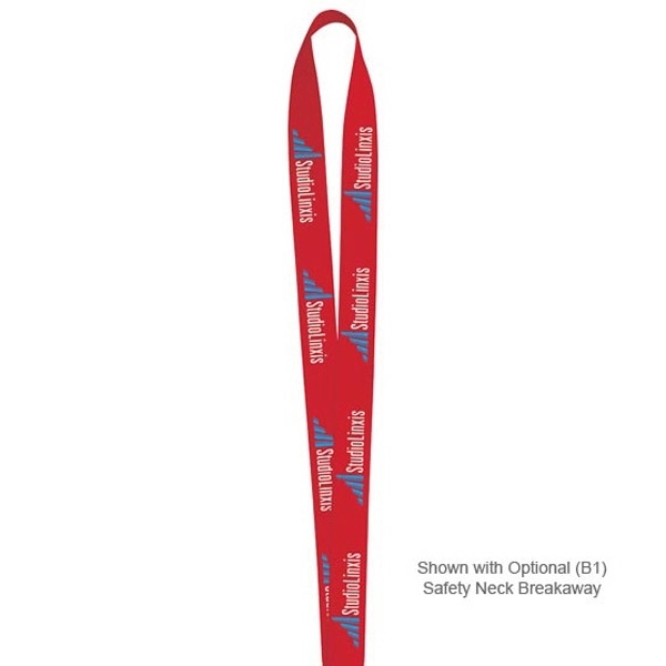 Red (185C) color option for 1" Polyester Woven Lanyard