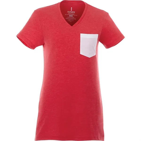 Team Red Heather/White (358) color option for Women's Monroe Short Sleeve Pocket Tee
