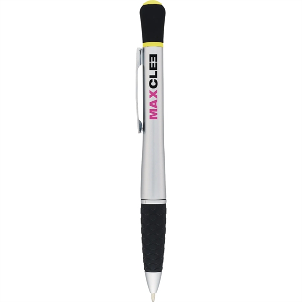 Silver W/Yellow color option for Stellar Ballpoint Pen Highlighter