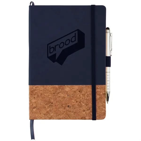 Navy (Ny) color option for Fsc® Mix 5.5" X 8.5" Lucca Cork Hard Bound Journal