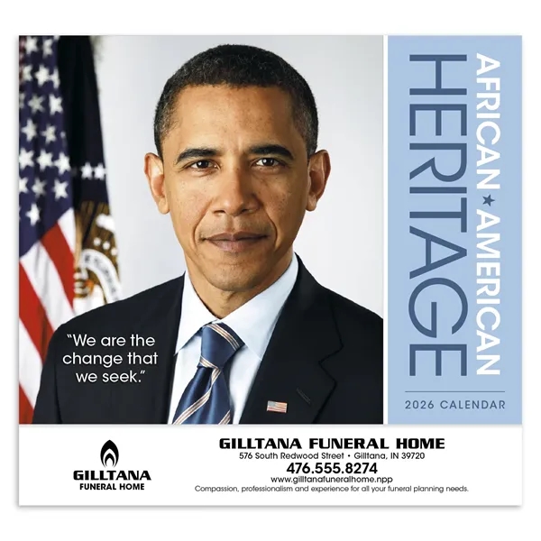 White color option for African American Heritage Barack Obama Calendar