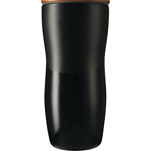 Black (Bk) color option for Reno Double Wall Ceramic Tumbler W/Wood Lid 10oz