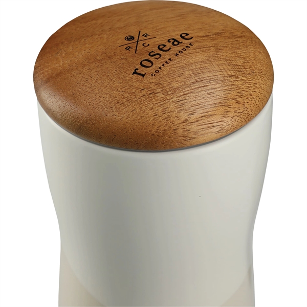White (Wh) color option for Reno Double Wall Ceramic Tumbler W/Wood Lid 10oz