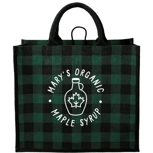 Main photo of Buffalo Plaid Printed Jute Tote