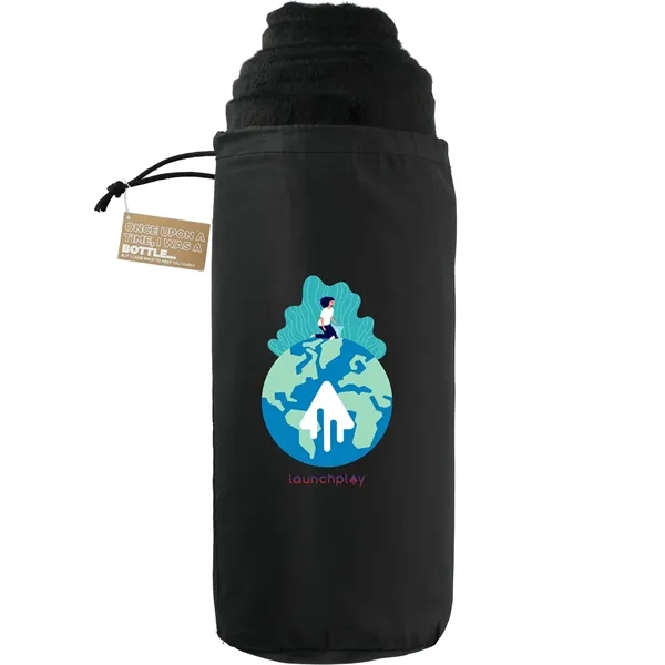 Black (Bk) color option for 100% Recycled Pet Fleece Blanket With Rpet Pouch
