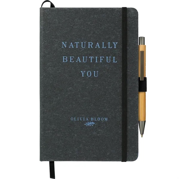 Black (Bk) color option for Fsc® Mix 5.5" X 8.5" Recycled Leather Bound Journa