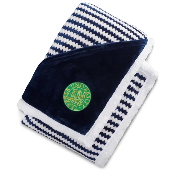Navy (Ny) color option for Field & Co.® Chevron Striped Sherpa Blanket