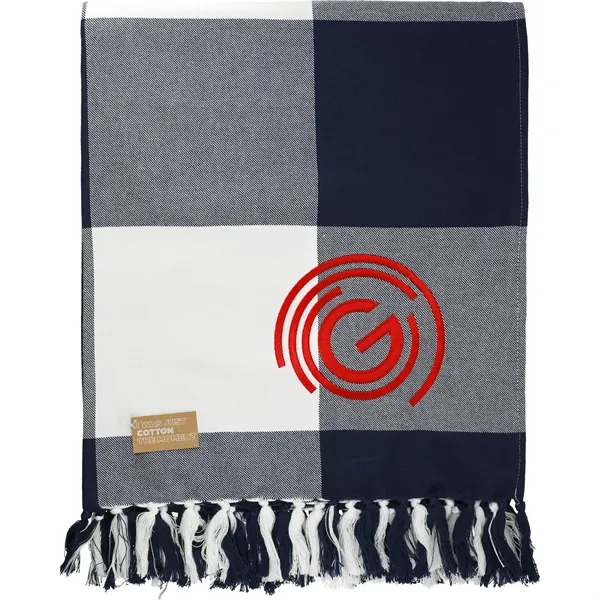 Navy (Ny) color option for Field & Co. 100% Organic Cotton Check Throw Blanke