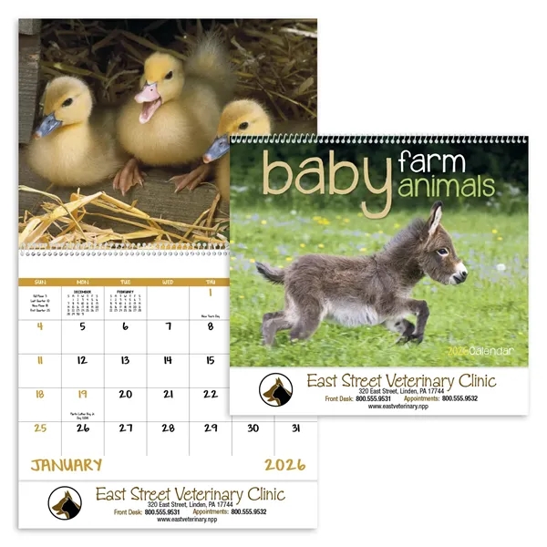White color option for Baby Farm Animals Spiral Calendar