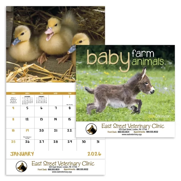 White color option for Baby Farm Animals Stapled Calendar
