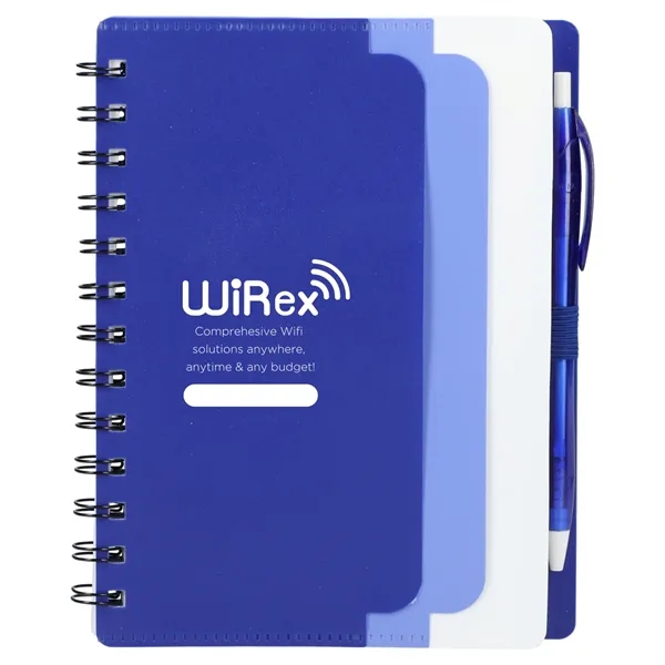 Purple (Pp) color option for 5" X 7" Recycled Dual Pocket Spiral Notebook W Pen