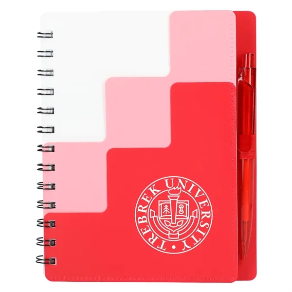 Red (Rd) color option for 5" X 7" Recycled Pace Spiral Notebook W Pen